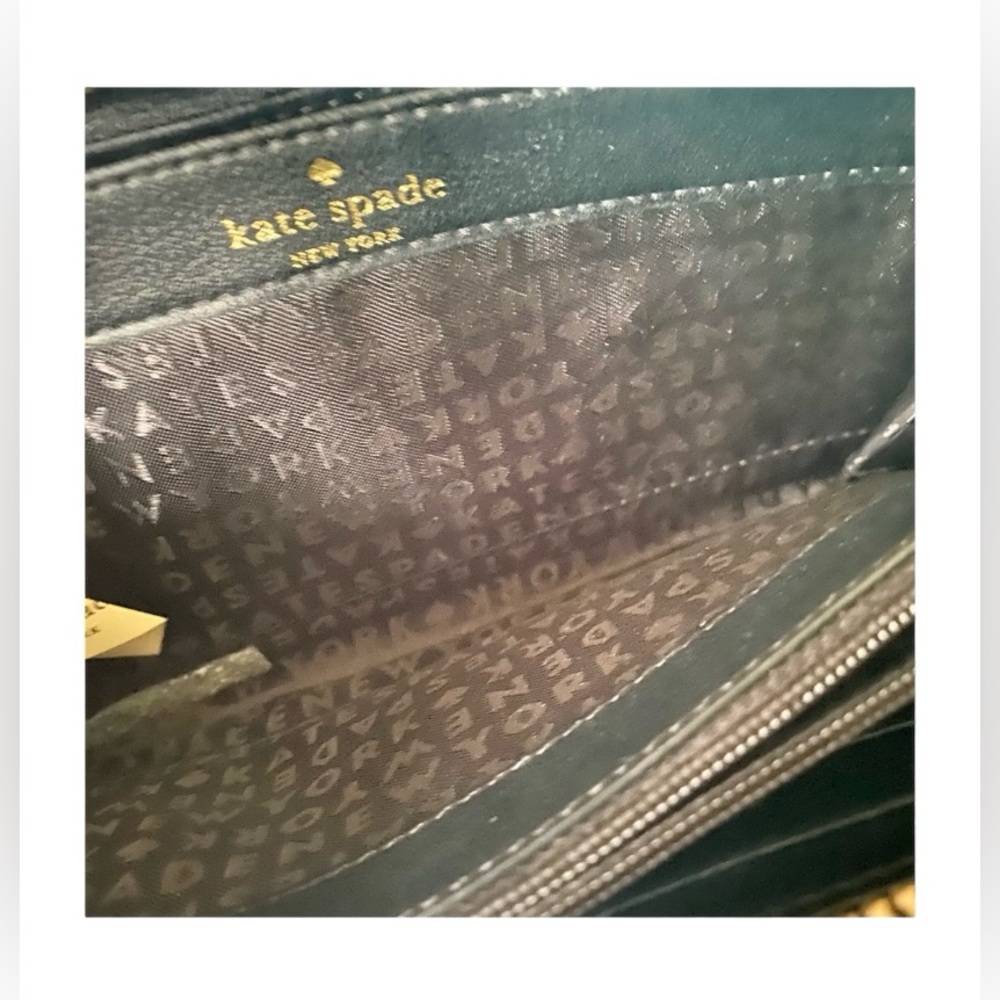 Kate Spade Shore Street Leather Black And Off White Striped Clutch Wallet - Picture 10 of 16